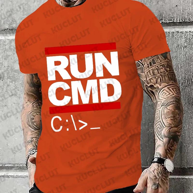 Мужские футболки Run Cmd Computer Programmer футболки забавный подарок на день рождения для мужчины бойфренда мужа лето 2024 футболка с коротким рукавом