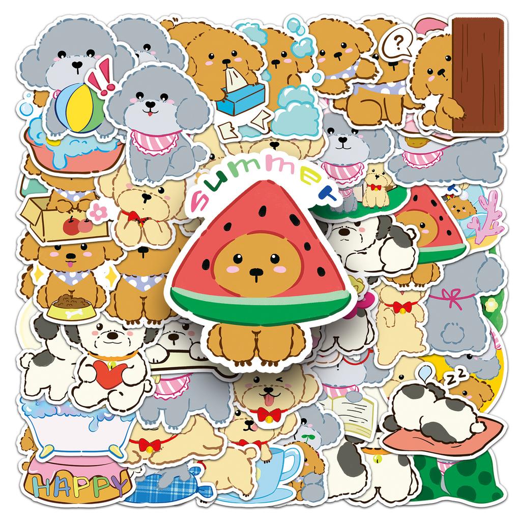 50 Teddy Dog Graffiti Stickers Personalized Cartoon Cute Dog Decoration Mobile Phone Water Cup Shell Stickers