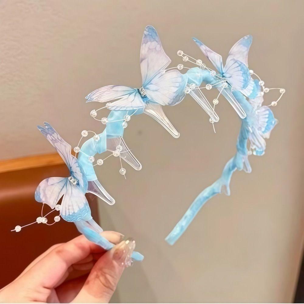 Cute Children Streamer Hair Hoop Shiny Fairy Pearl Hairband Gifts Princess Headband for Kids Girls