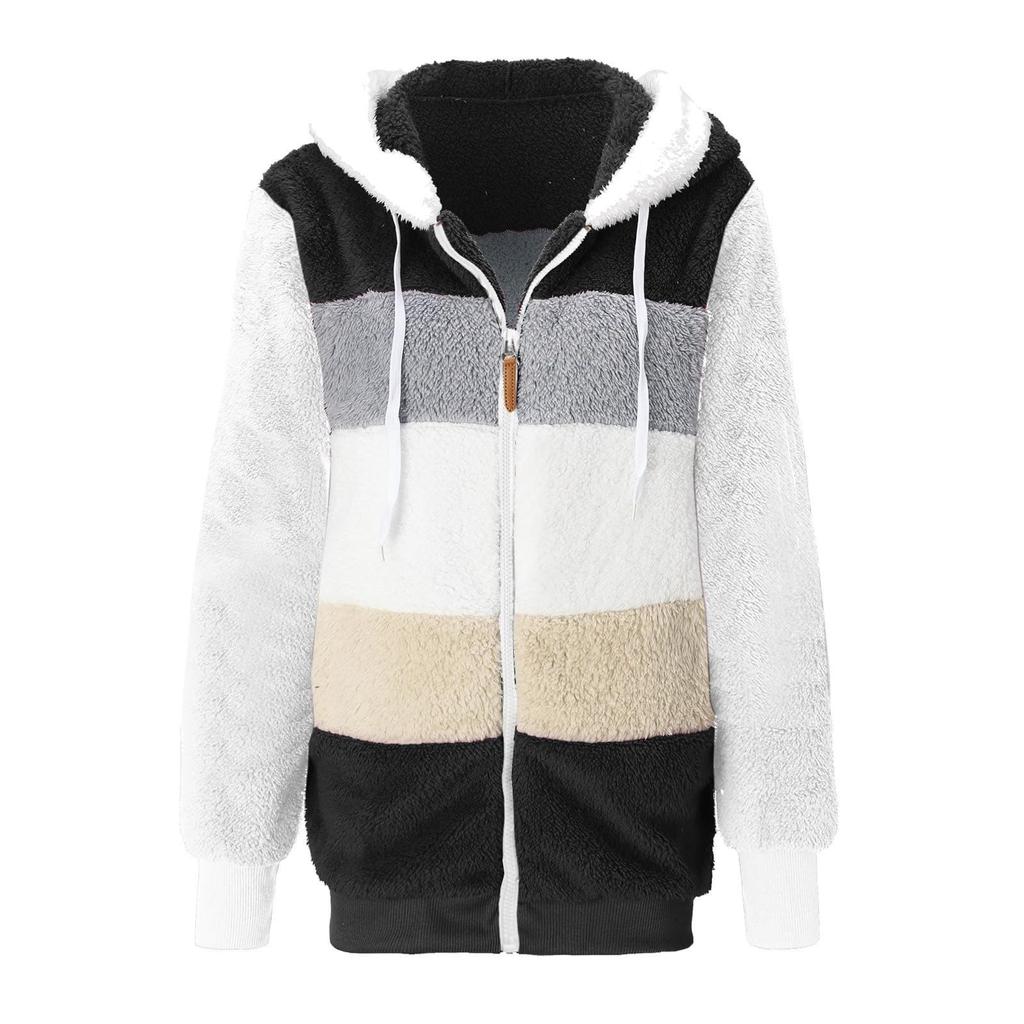 Женская мода шить свободные толстовки с длинным рукавом плюшевое пальто на молнии