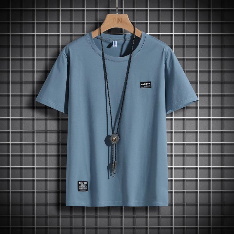 9XL футболка из чистого хлопка мужская свободная с большим круглым вырезом и однотонным спортивным низом с коротким рукавом