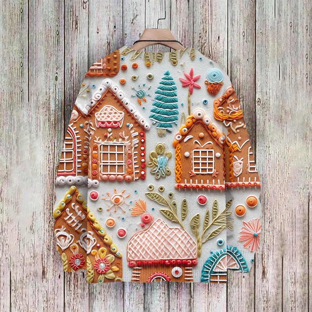 Men's Christmas Print Faux Sweater, Crewneck Sweatshirt, Loose Long-sleeved Top