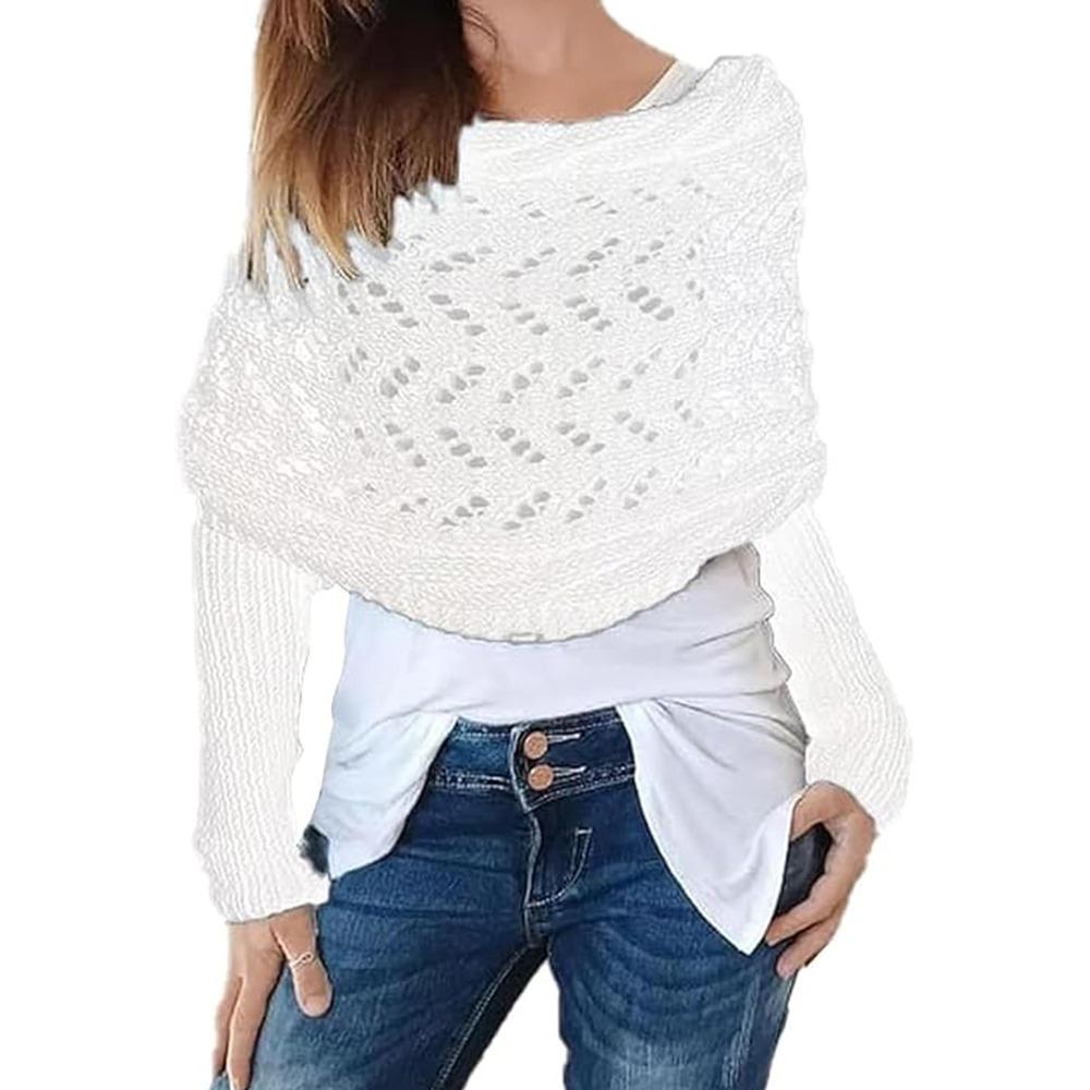 Cable Sweater Shawl Wrap Solid Color Knitted Cable Wrap Creative Gift Knit Scarf Sweater  for Women