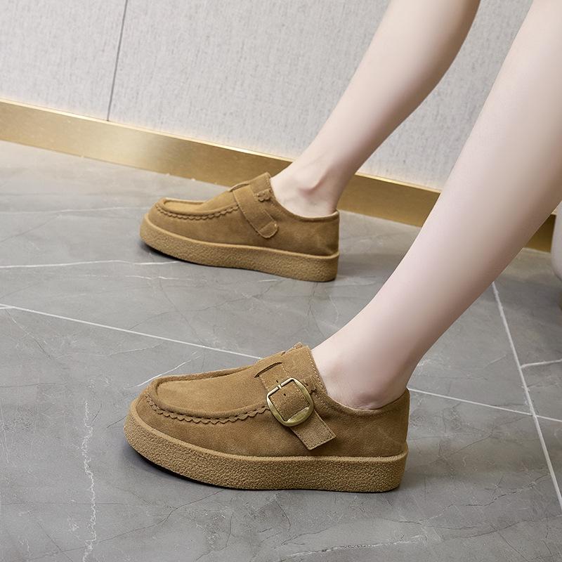 Женские лоферы из натуральной кожи, женская обувь, весенние новые матовые кожаные повседневные туфли, женские туфли на платформе с ремешком и пряжкой