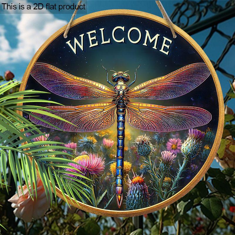 Garden Decoration, Wooden Hanging Decorative Signs, Dragonfly Patterns, 2D Graphic Products, Housewarming Gifts for Friends