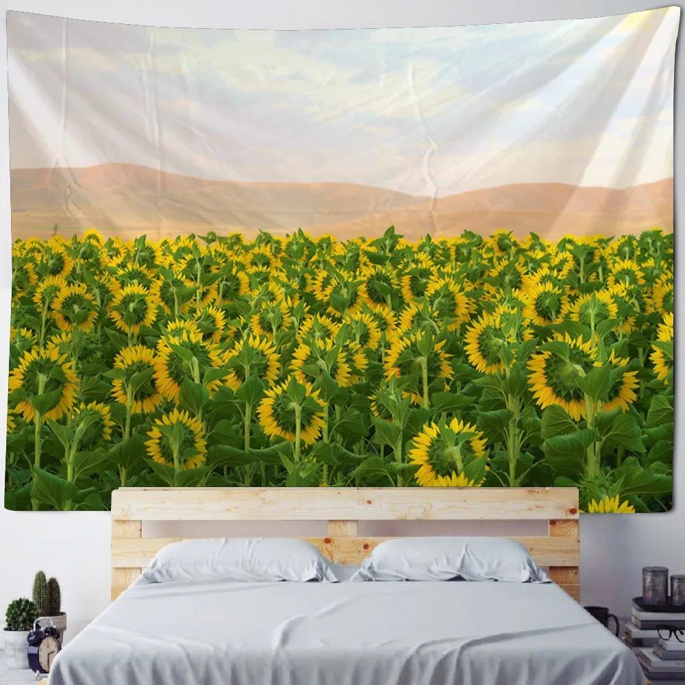 Beautiful Sunflower Field Tapestry Office Living Room Tapestry Home Wall Decoration Tapestry