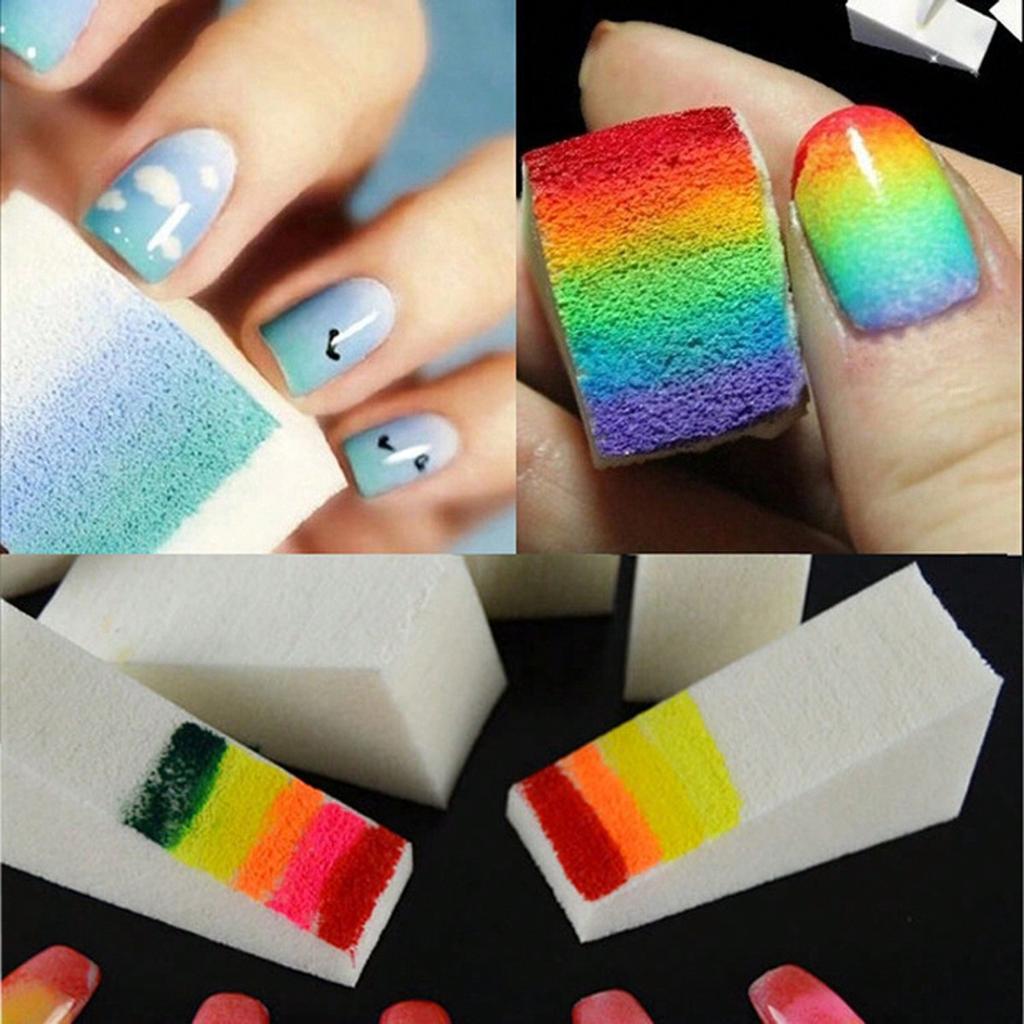 10Pcs Nail Sponge Wedge Shaped Cosmetics Tool Smooth Apply Mini Applicator Multi-Side Gradient Nails Soft Sponge Color Fade Manicure Nail Art Tools