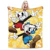 Мультяшные одеяла Cuphead and Mugman Game, флисовое украшение, многофункциональные, супермягкие пледы для кровати, путешествий, коврик