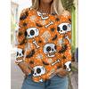 Halloween Women's Long Sleeve Cute Pumpkin Head 3D Pattern T Shirt  Autumn Fashion  Women's Top Harajuku  Pullover Clothing