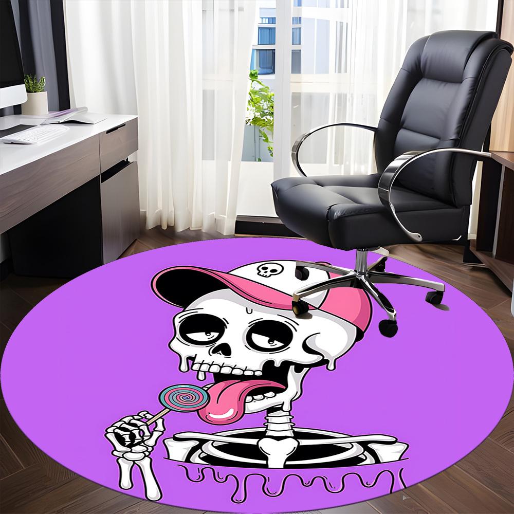 1pc Skelton Candy Office Round Area Rug, Under Office Chairs Bedroom Living Room Home Decor, Room Deco, Available in Various Sizes