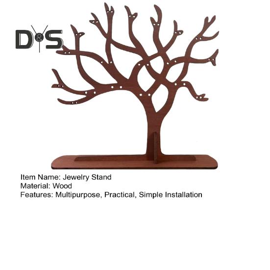 Деревянная подставка для ювелирных изделий, держатель для сережек, простая в установке, многоцелевой органайзер для ожерелий в форме дерева, держатель для браслетов