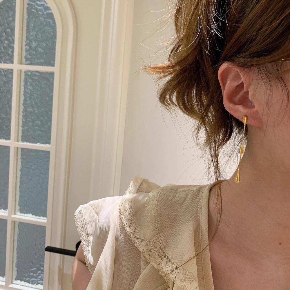 18K Stainless Steel Gold Plated Water Drop Tassel Zircon Earrings Fashion Exquisite Waterproof Earrings Jewelry Gift for Women