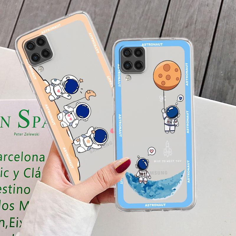Милый прозрачный чехол с космонавтом для Samsung Galaxy A52 A12 A51 A32 A21s A71 A32 A22 50 A70 A31 A72 5G Чехол для телефона
