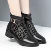 Soft Leather Mesh Boots Women's Thick Heels Low Heels Hollow Mesh Sandals New Women's Shoes Breathable Oversized Comfortable 43