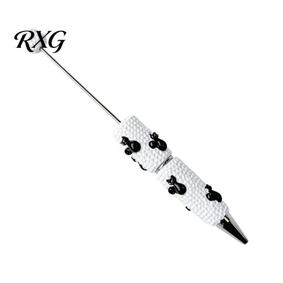 Pumpkin Shaped Ballpoint Pens Halloween Rhinestone Beadable Pen, DIY Sparkly Cat Ghost Plastic Beaded Spooky Stationery Glitter Black Ink Pen