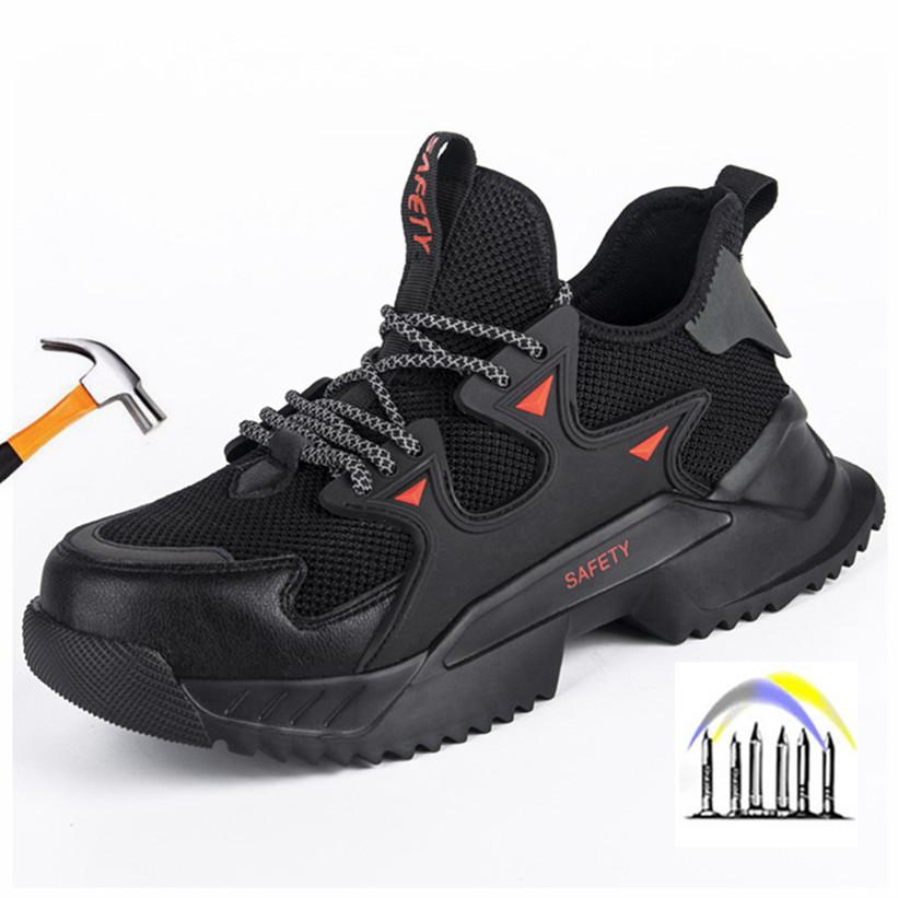 Summer Work Shoes Anti Puncture Breathable Safety Shoes Anti Slip Lightweight Work Shoes Steel Toe Sneakers Men Security Shoes