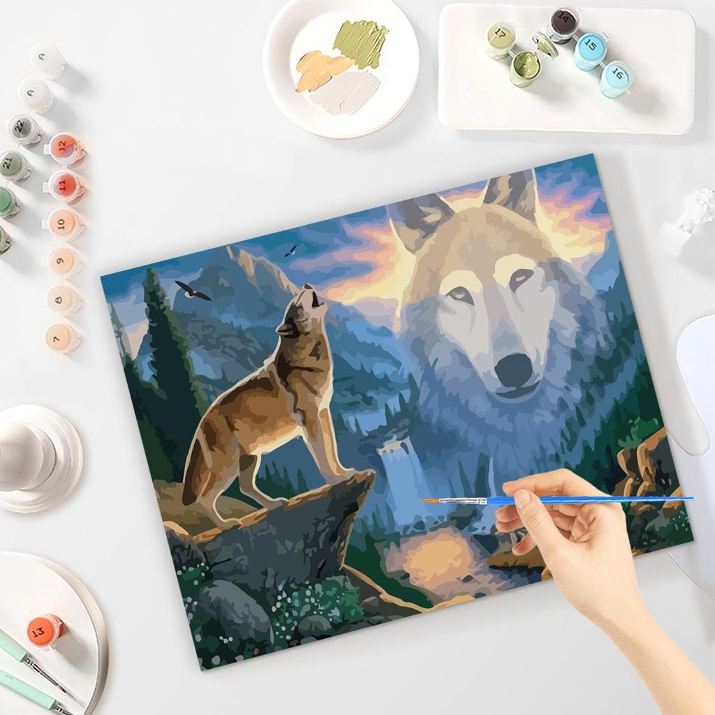 RUOPOTY Diy Painting By Numbers For Adults Starter Kits Wolf Animals Acrylic Paint On Canvas Picture By Numbers Arts 40x50cm