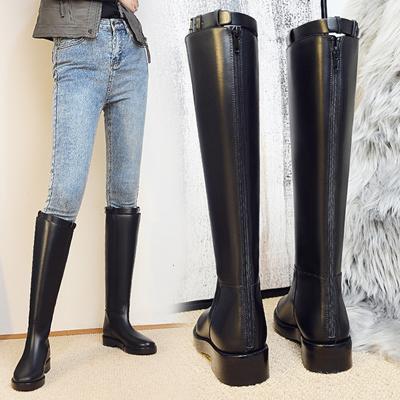 Но ботфорты с прямым голенищем на толстой подошве, ботфорты для полных ног, женские ботинки в британском стиле, высокие сапоги, детские, осенне-зимние