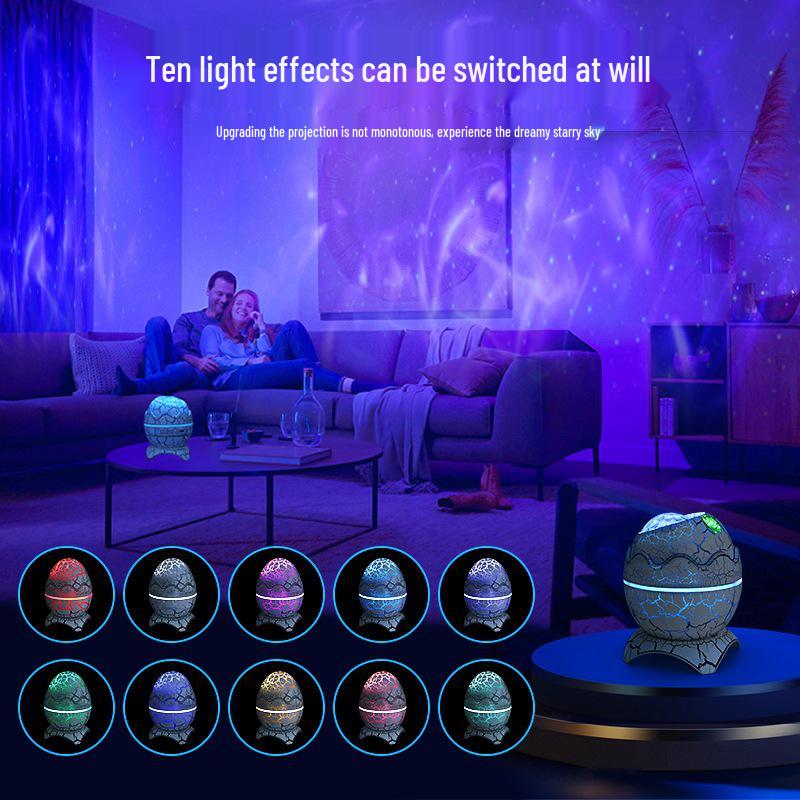Лампа-проектор звездного неба с яйцом динозавра и Bluetooth – Музыкальный ночник для спальни