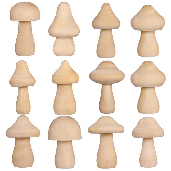 Wooden Mushroom DIY Mushroom Ornament Unfinished Mini Kids Toy for Home