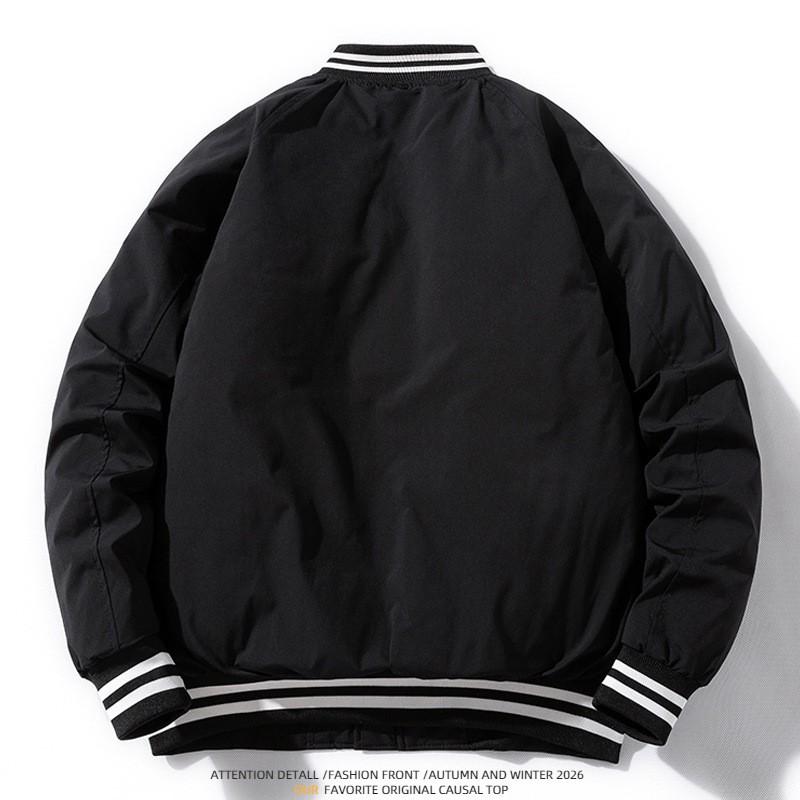 Mens Oversized Bomber Jacket With Ribbed Hem Loose Fit Cotton-Blend Winter Outerwear Casual Wear