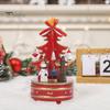Wooden Christmas Tree Music Box Rotating Music Box Holiday Desktop Figurine for Living Room Bedroom Party Decoration