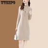 Sweater Dress for Women Versatile for Spring and Autumn Half Turtleneck Knitted Sweater Casual Solid-color Long-sleeved Pullover