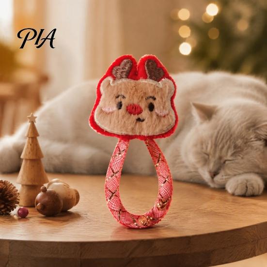 Christmas Pet Gifts Catnip Toy for Indoor Cats, Stuffed Cat Chew with Mesh Interactive Toys Tube, Flexible Tube Bell Kittens Holiday Gift