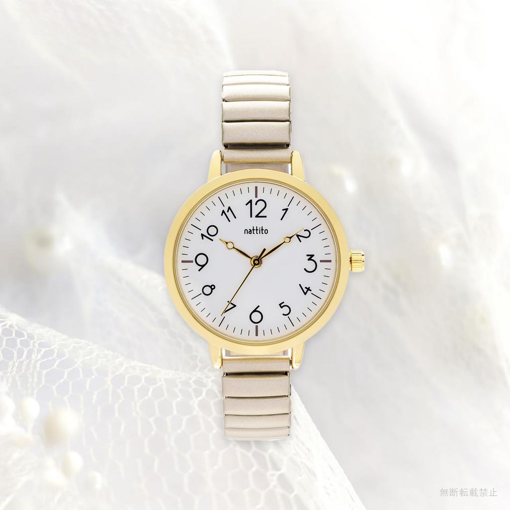 Аналоговые часы с гофрированным браслетом из нержавеющей стали Maruru Белые [Fieldwork] Женский ремешок, Сталь, Белый, YM118-1,