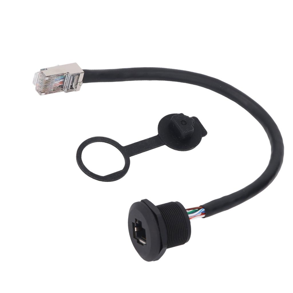 RJ45 Panel Mount Coupler Water Proof 8 Pin Female To Male Industrial Extension Cable with Dustcap 0.
