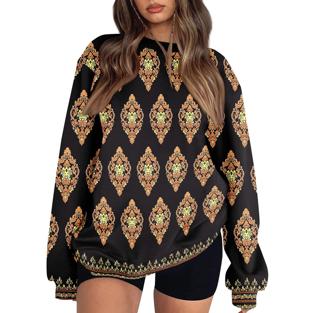 Женские топы Женский свитшот с длинным рукавом Повседневный с круглым вырезом Свободного кроя Пуловер Флисовые топы