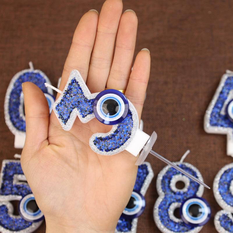 Цифровая свеча для торта на день рождения, украшение для вечеринки, ручная работа, сделай сам, цифровая свеча, дьявольский глаз