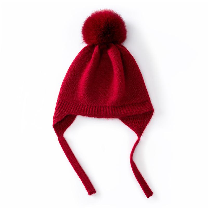 Cashmere Autumn Stylish Fairy Hat Warm  Windproof  Ear Protecting and Lace Up Knitted Woolen Hat for Boys  Girls and Children