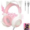 Cat Ear Gaming Wired Gaming Cat Ear Over Ear Cute Cat LED Color 2m Freely Cat Ears Directional Sound Collection Work from New Gift Headphones,