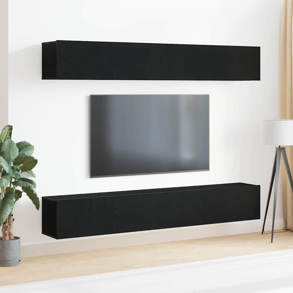 TV Cabinet Set 4 pcs Black Oak Effect 100 x 30 x 30 cm