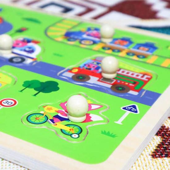 KC-Certified - Pinkfong Wooden Peg Puzzle – Transportation (8 Pieces)