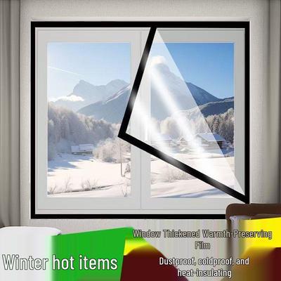 Утолщенная теплоизоляционная пленка для окон с волшебной лентой для легкой установки - Морозостойкий ветрозащитный барьер для дверей и окон.