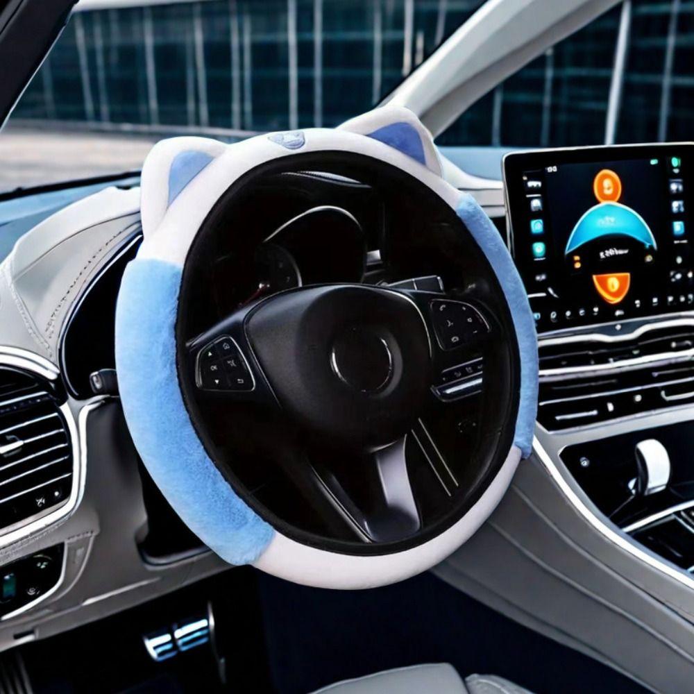 Plush Car Accessories Kitten Car Handle Cover Cute Steering Wheel Cover  For 14.5-15 INCH