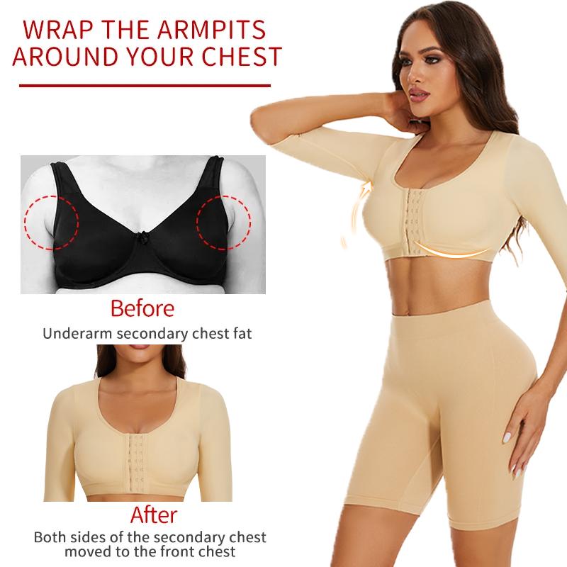 Breast Support Push Up Tops Upper Arm Shapers Compression Half Sleeves Women Arm Shapewear Humpback Posture Corrector Shoulder