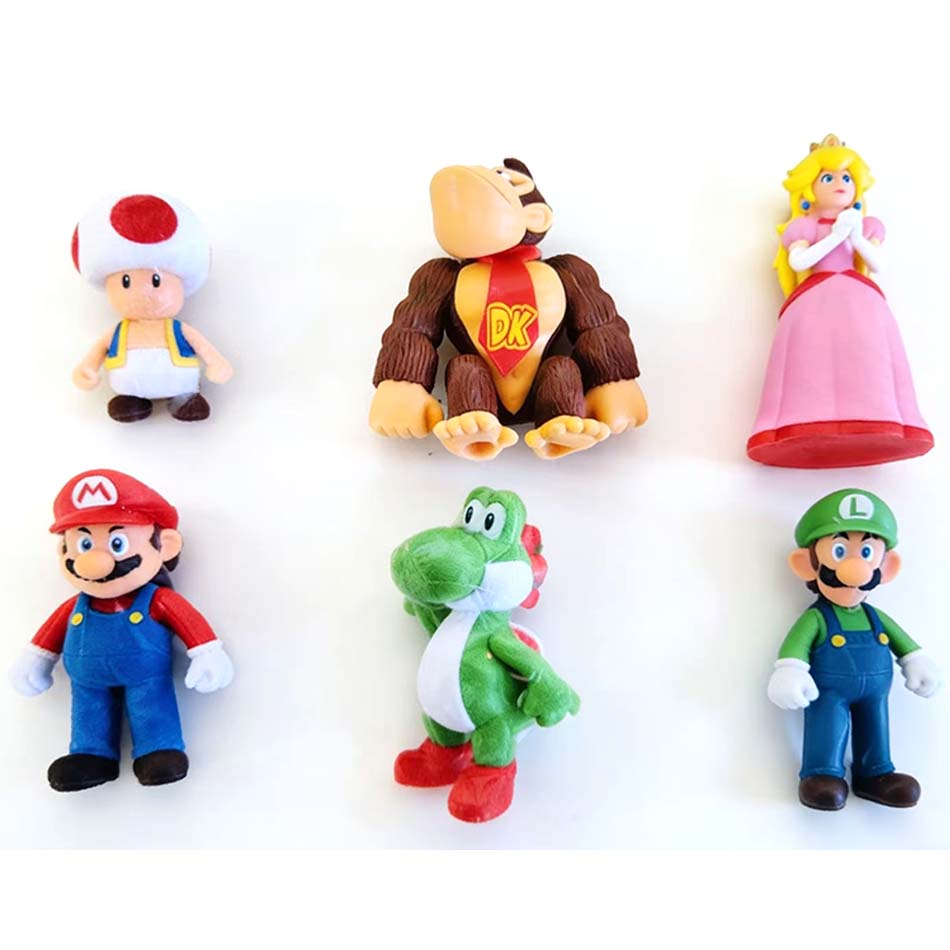 2026 Hot Super Mario Bros Luigi Yoshi Mario Cartoon Dolls Anime Figures Creative Collectible Model Toys for Kids Birthday Gift