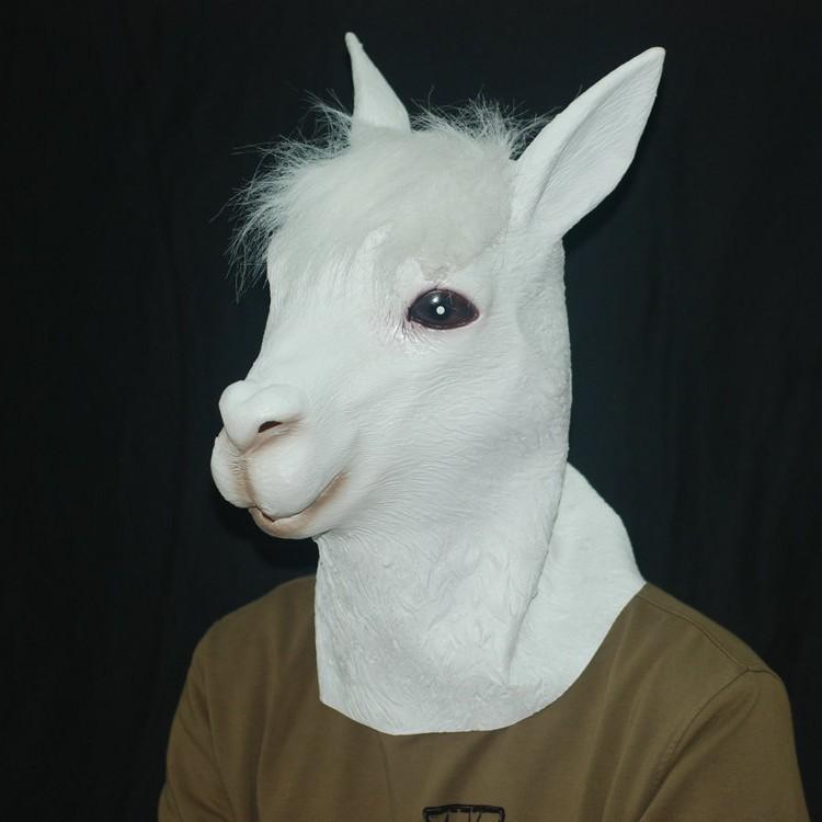 Alpaca headgear cos Animal Props Halloween Mask One Size Fits All Horse Head Goat Cosplay Latex Material