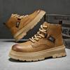 Осень и зима новая британская ретро рабочая обувь на толстой подошве с высоким верхом теплая обувь цвета ревеня модные уличные повседневные короткие ботинки