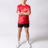 Футболка с коротким рукавом и круглым вырезом Li Ning с клетчатым принтом, мужские топы, малиновые AAYT029-2