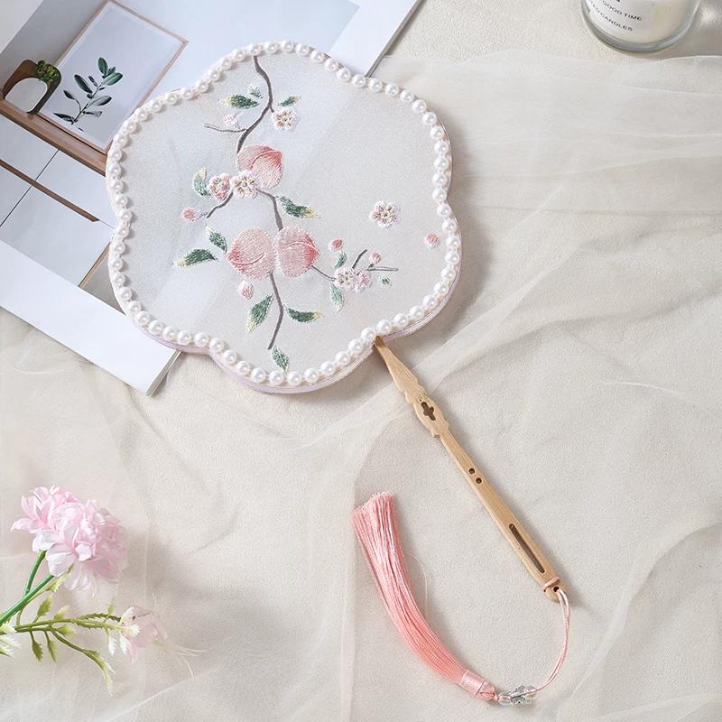Traditional Chinese Fan, Embroidered Fan, Double-Sided Handmade Butterfly Fan, Chinese Style Fan with Tassels, Palace Fan, Hanfu Prop