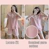 Pajama Women&#x27;s Short Sleeved Cotton Cute Princess Style Summer Lace Home Clothing Set