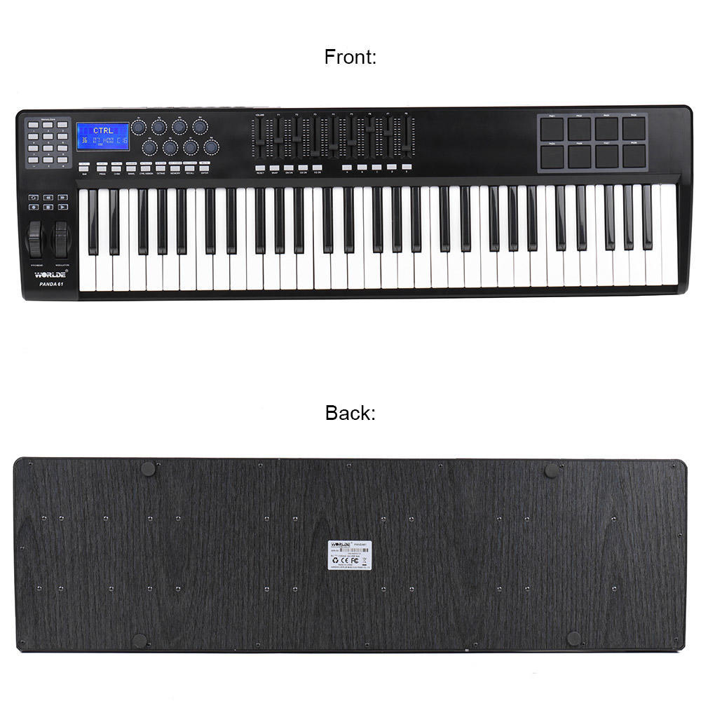 WORLDE PANDA61 Portable 61-Key USB MIDI Keyboard Controller 8 RGB Colorful Backlit Trigger Pads