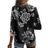 Женская блузка, повседневная, свободная, с рукавами 3/4, с кружевной отделкой, с принтом, V-образным вырезом, принтом, топы, футболки