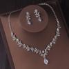 Luxury Exquisitely Inlaid Zircon Bright Earrings Necklace Set for Women's Zircon Wedding Bridal Accessories Party Zircon