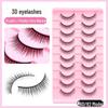 10 пар 3D многослойных завитых накладных ресниц для европейского и американского макияжа