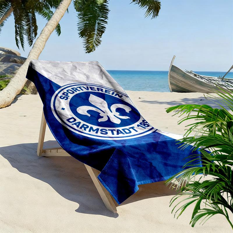 Пляжное полотенце SV Darmstadt 98, Большое, Мягкое, Быстросохнущее, для Пляжа, Кемпинга, Плавания